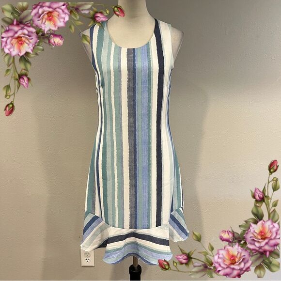 Neesha Striped Sleeveless mini Dress size small - Picture 1 of 14